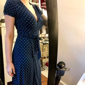 RARE Land's End stretch polka dot wrap dress - S/M